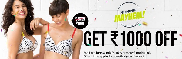 India Desire : Zivame: Flat Rs 1000 Off on Purchase Worth Rs 1699 Or Above